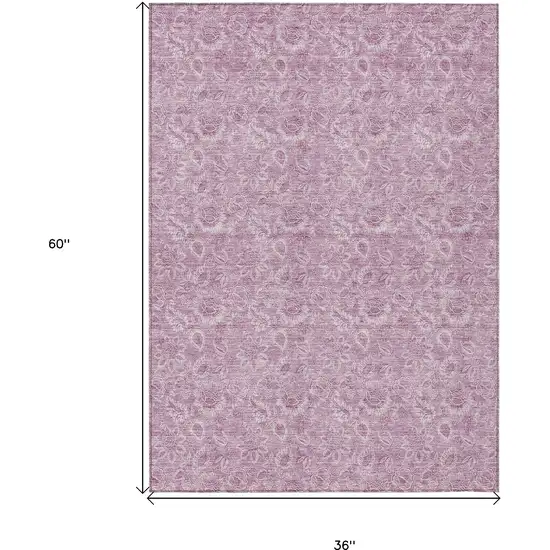 Blush Mauve And Pink Floral Washable Indoor Outdoor Area Rug Photo 3