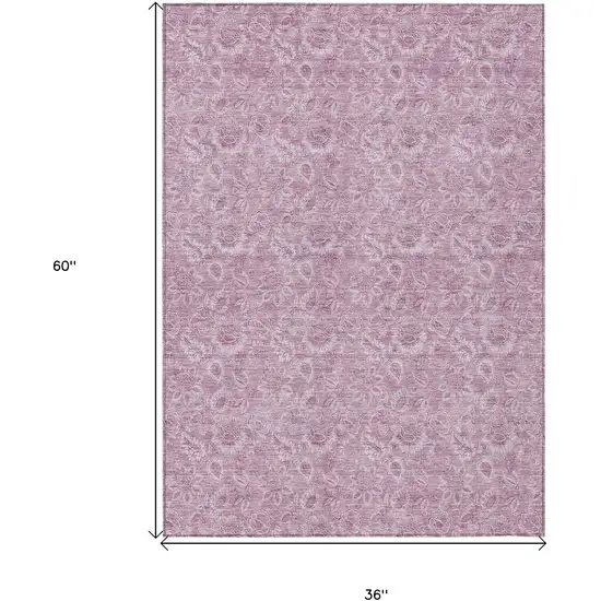 Blush Mauve And Pink Floral Washable Indoor Outdoor Area Rug Photo 3