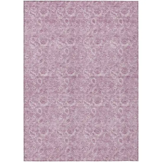 Blush Mauve And Pink Floral Washable Indoor Outdoor Area Rug Photo 2