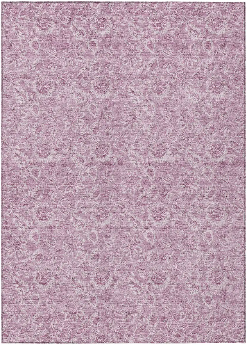 Blush Mauve And Pink Floral Washable Indoor Outdoor Area Rug Photo 2