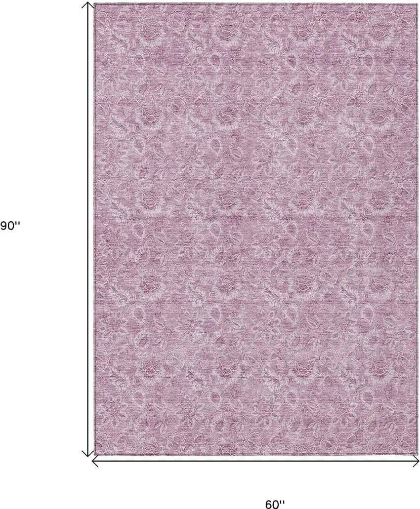 Blush Mauve And Pink Floral Washable Indoor Outdoor Area Rug Photo 3