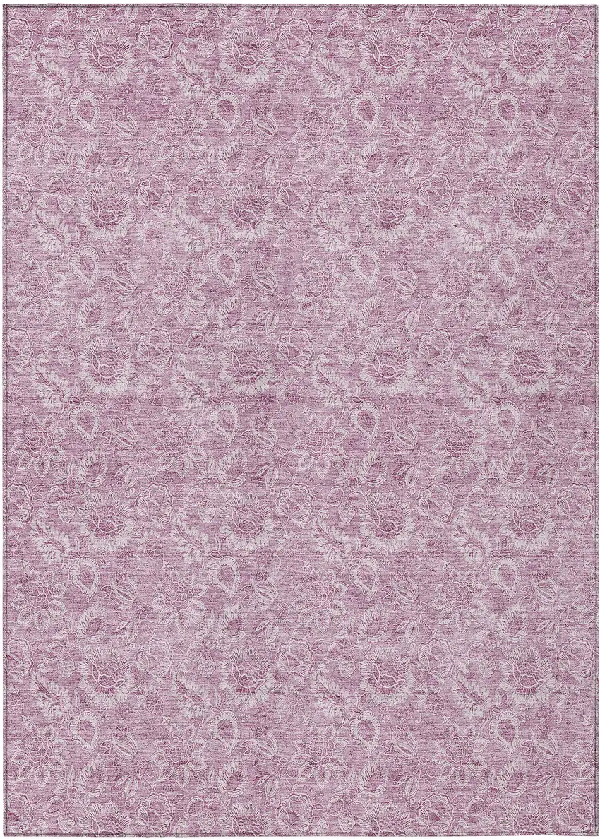 Blush Mauve And Pink Floral Washable Indoor Outdoor Area Rug Photo 2