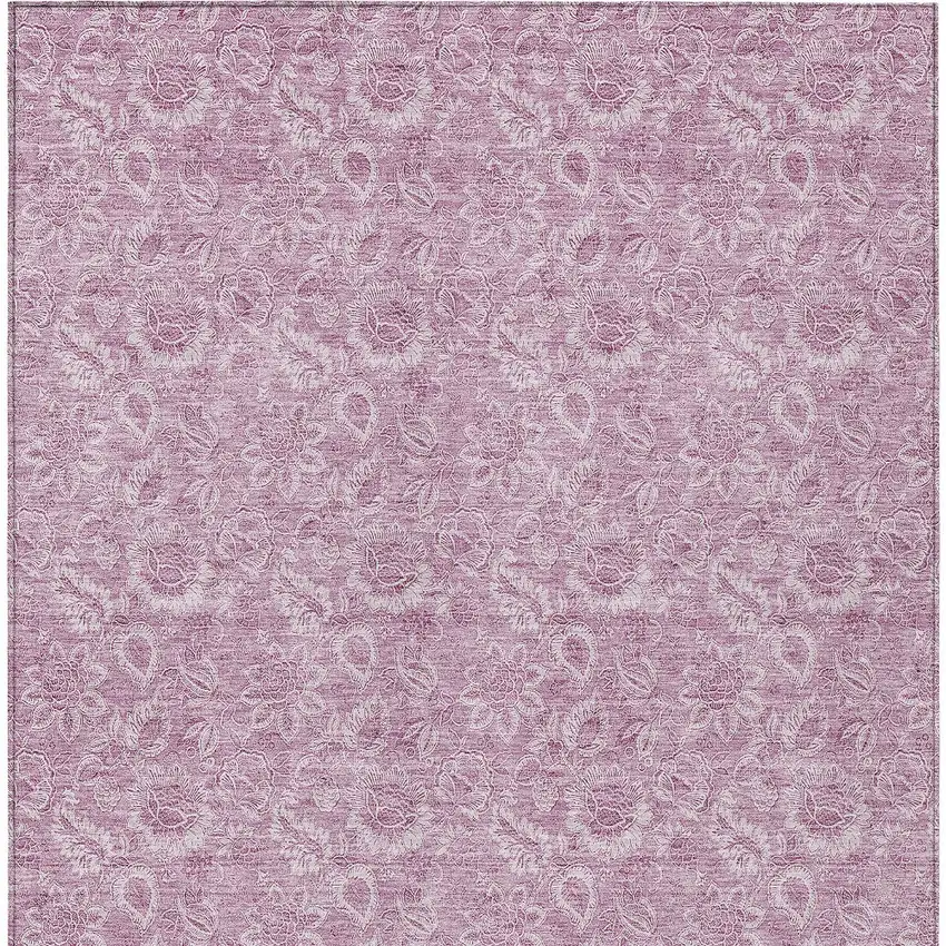 Blush Mauve And Pink Floral Washable Indoor Outdoor Area Rug Photo 7