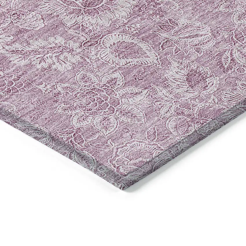 Blush Mauve And Pink Floral Washable Indoor Outdoor Area Rug Photo 5