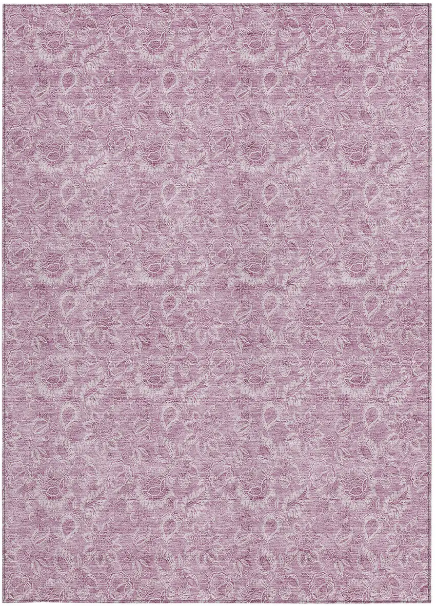 Blush Mauve And Pink Floral Washable Indoor Outdoor Area Rug Photo 7