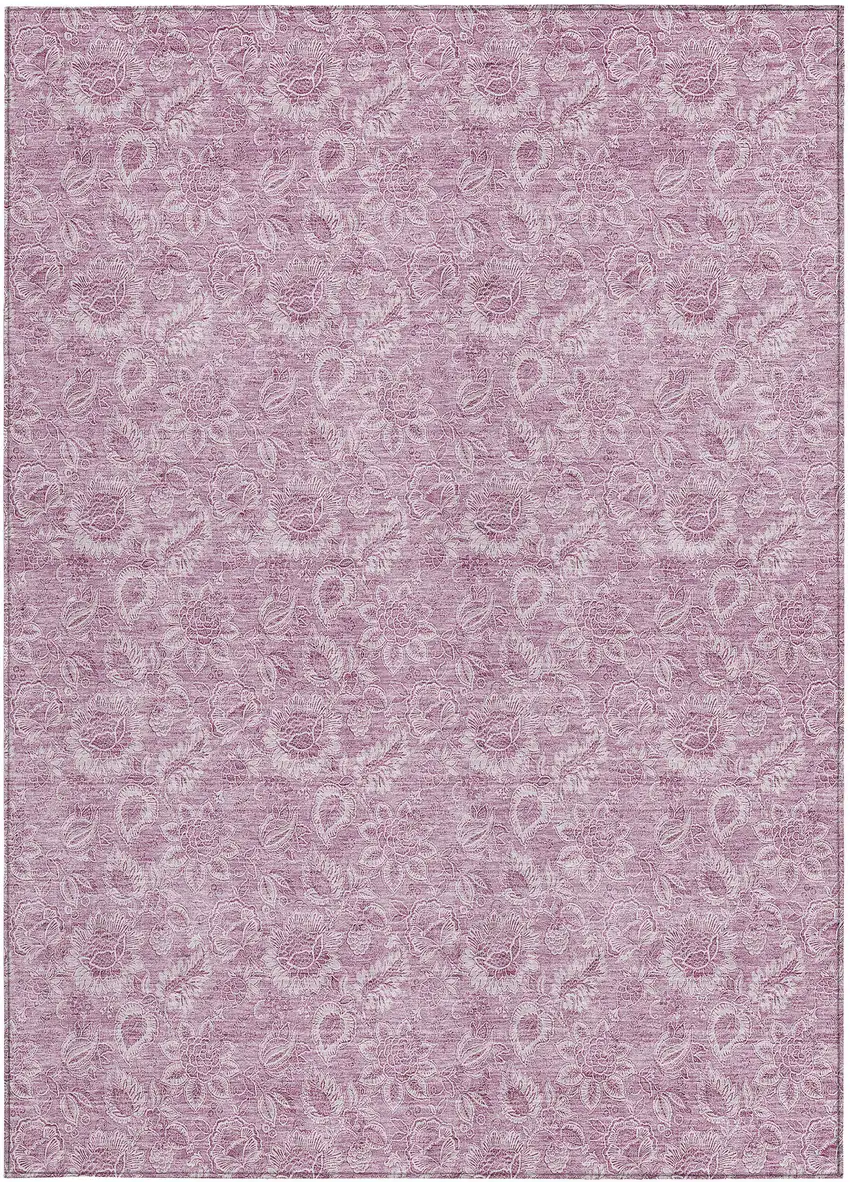 Blush Mauve And Pink Floral Washable Indoor Outdoor Area Rug Photo 7