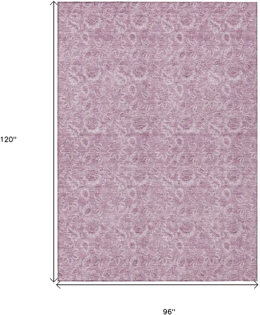 Blush Mauve And Pink Floral Washable Indoor Outdoor Area Rug Photo 3