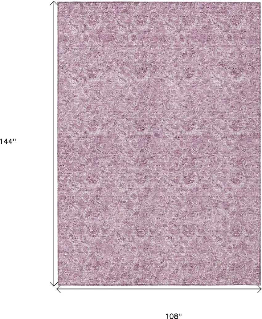 Blush Mauve And Pink Floral Washable Indoor Outdoor Area Rug Photo 3