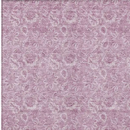 Blush Mauve And Pink Floral Washable Indoor Outdoor Area Rug Photo 5