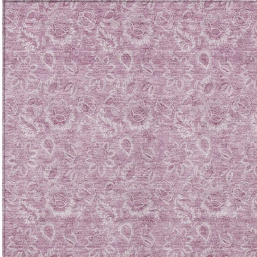 Blush Mauve And Pink Floral Washable Indoor Outdoor Area Rug Photo 5
