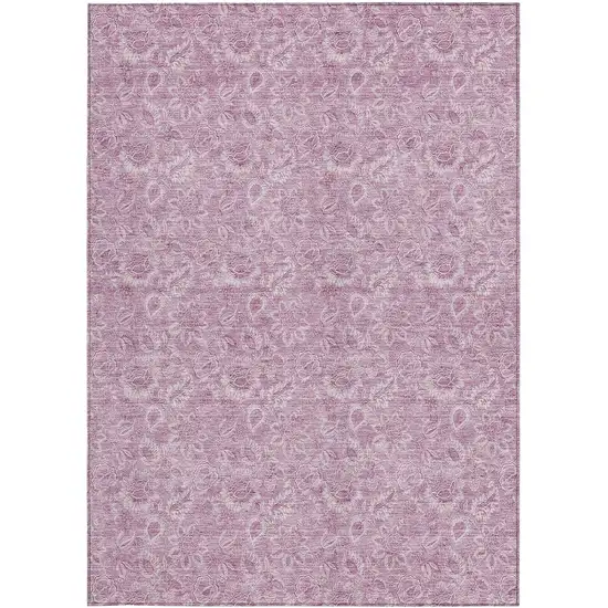 Blush Mauve And Pink Floral Washable Indoor Outdoor Area Rug Photo 6