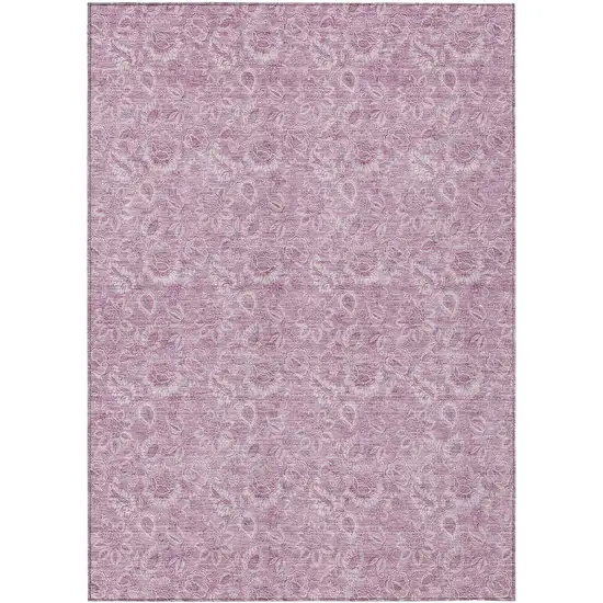 Blush Mauve And Pink Floral Washable Indoor Outdoor Area Rug Photo 2
