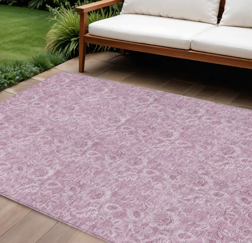 Blush Mauve And Pink Floral Washable Indoor Outdoor Area Rug Photo 1