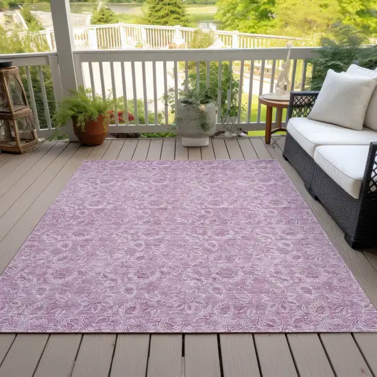 Blush Mauve And Pink Floral Washable Indoor Outdoor Area Rug Photo 7