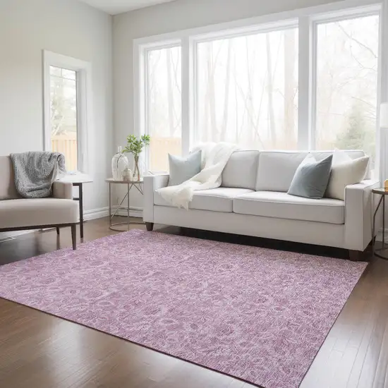 Blush Mauve And Pink Floral Washable Indoor Outdoor Area Rug Photo 9