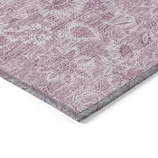 Blush Mauve And Pink Floral Washable Indoor Outdoor Area Rug Photo 4