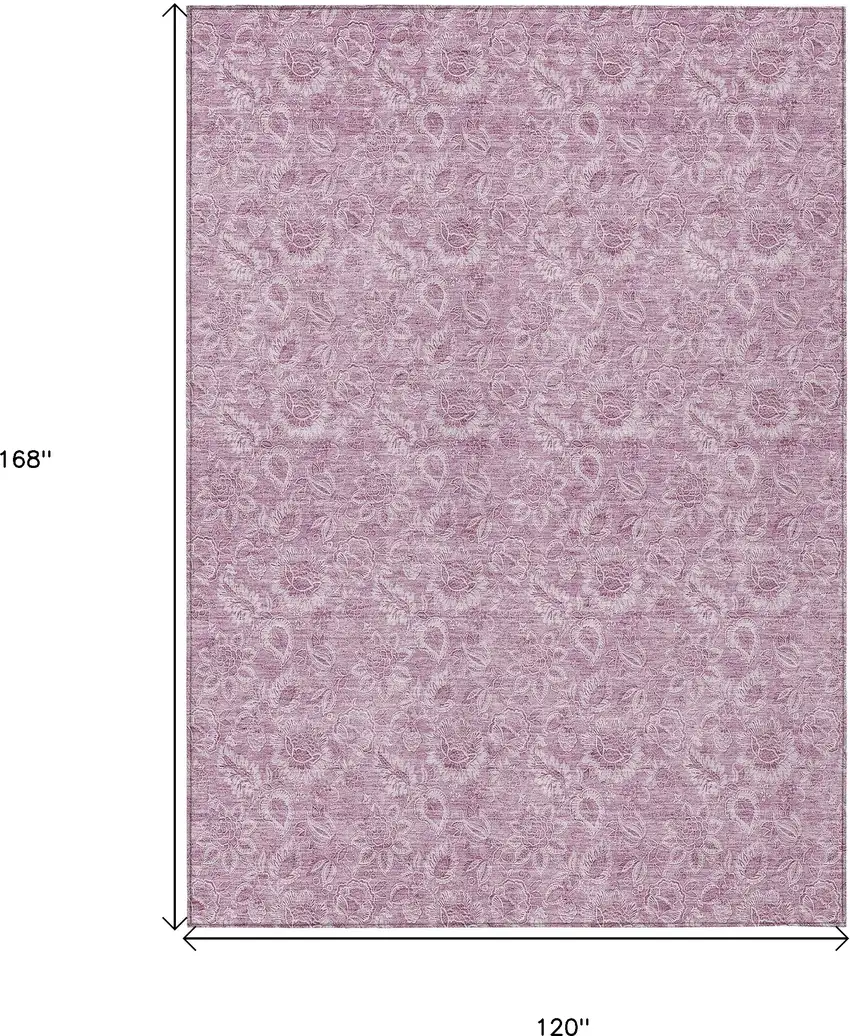Blush Mauve And Pink Floral Washable Indoor Outdoor Area Rug Photo 3