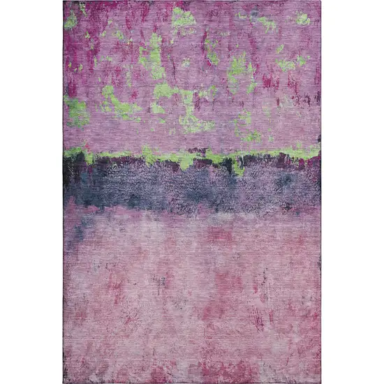 Blush Mint Green And Charcoal Abstract Washable Area Rug With UV Protection Photo 5