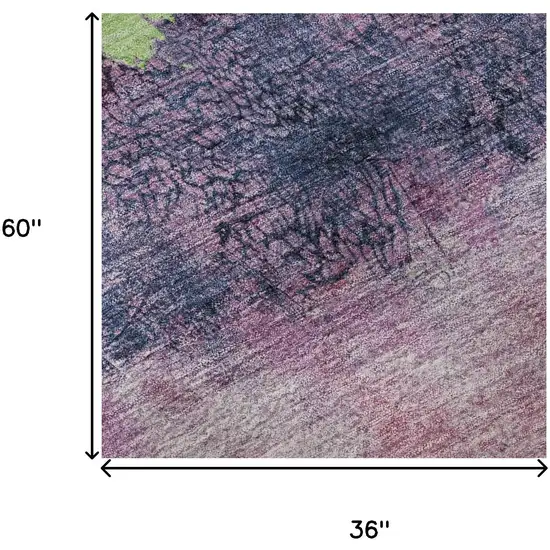 Blush Mint Green And Charcoal Abstract Washable Area Rug With UV Protection Photo 9