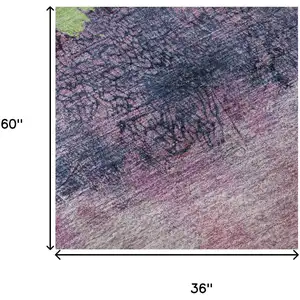 Photo of Blush Mint Green And Charcoal Abstract Washable Area Rug With UV Protection