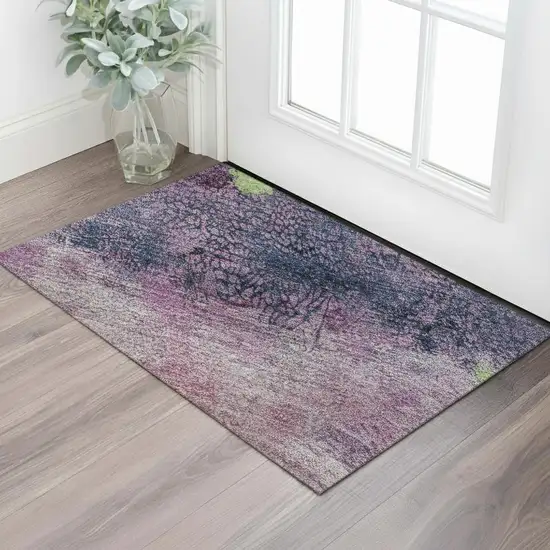 Blush Mint Green And Charcoal Abstract Washable Area Rug With UV Protection Photo 2