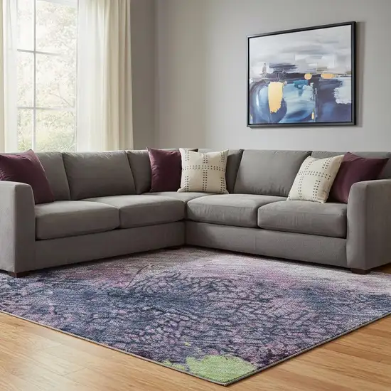 Blush Mint Green And Charcoal Abstract Washable Area Rug With UV Protection Photo 1