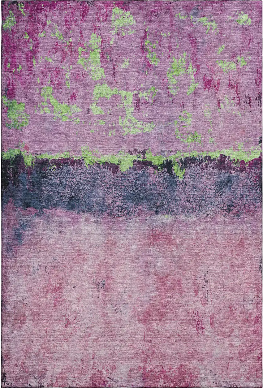 Blush Mint Green And Charcoal Abstract Washable Area Rug With UV Protection Photo 6