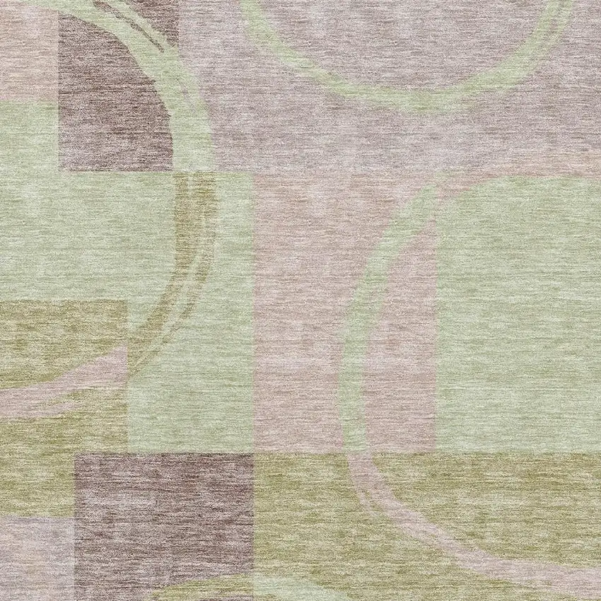 Blush Mint Green And Lilac Geometric Washable Area Rug With UV Protection Photo 2