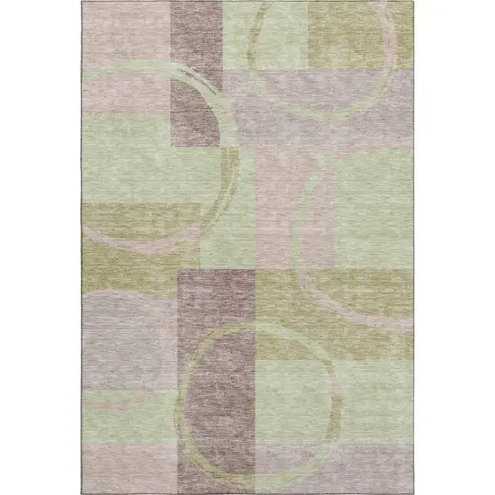 Blush Mint Green And Lilac Geometric Washable Area Rug With UV Protection Photo 1