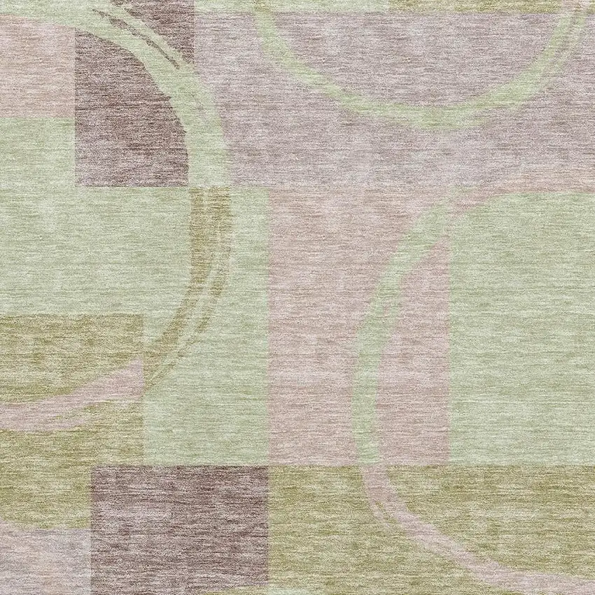 Blush Mint Green And Lilac Geometric Washable Area Rug With UV Protection Photo 2