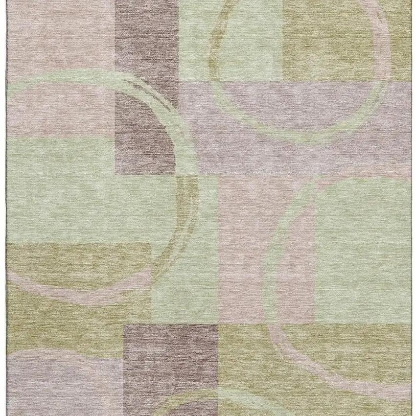 Blush Mint Green And Lilac Geometric Washable Area Rug With UV Protection Photo 3