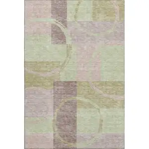 Photo of Blush Mint Green And Lilac Geometric Washable Area Rug With UV Protection