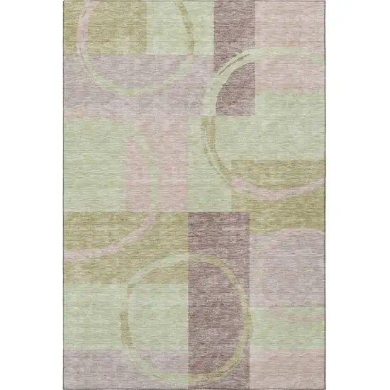 Blush Mint Green And Lilac Geometric Washable Area Rug With UV Protection Photo 3