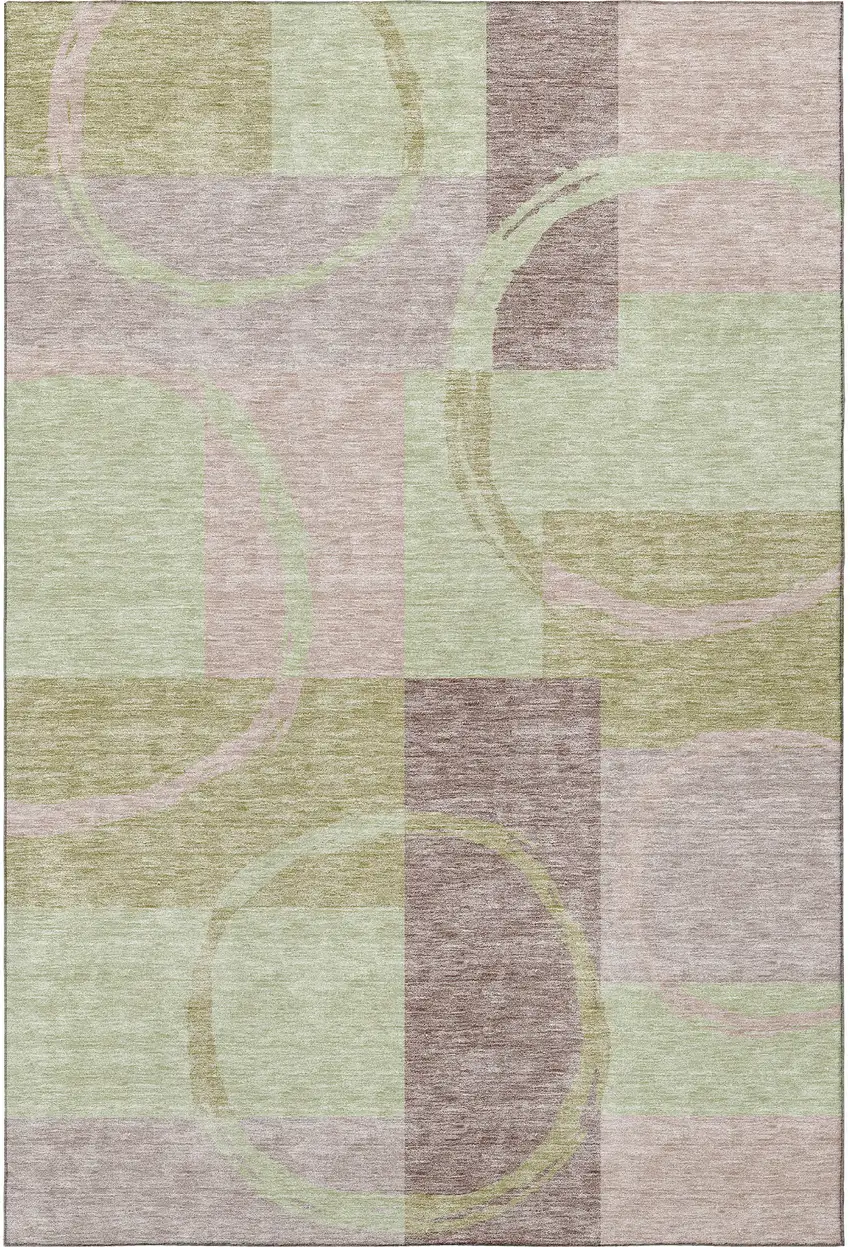 Blush Mint Green And Lilac Geometric Washable Area Rug With UV Protection Photo 3
