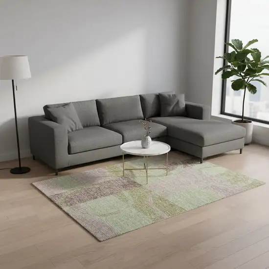 Blush Mint Green And Lilac Geometric Washable Area Rug With UV Protection Photo 2