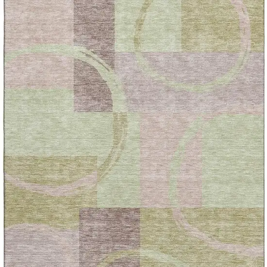 Blush Mint Green And Lilac Geometric Washable Area Rug With UV Protection Photo 2