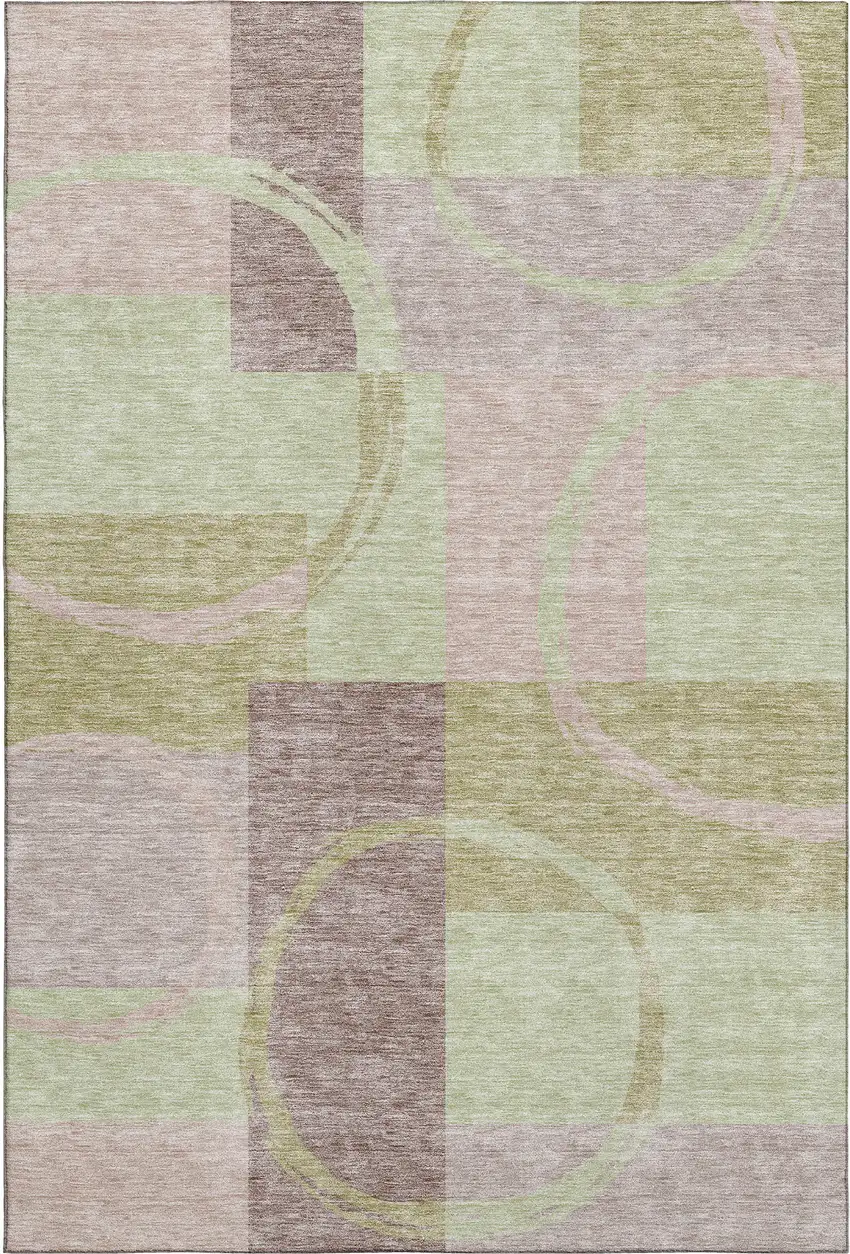 Blush Mint Green And Lilac Geometric Washable Area Rug With UV Protection Photo 1