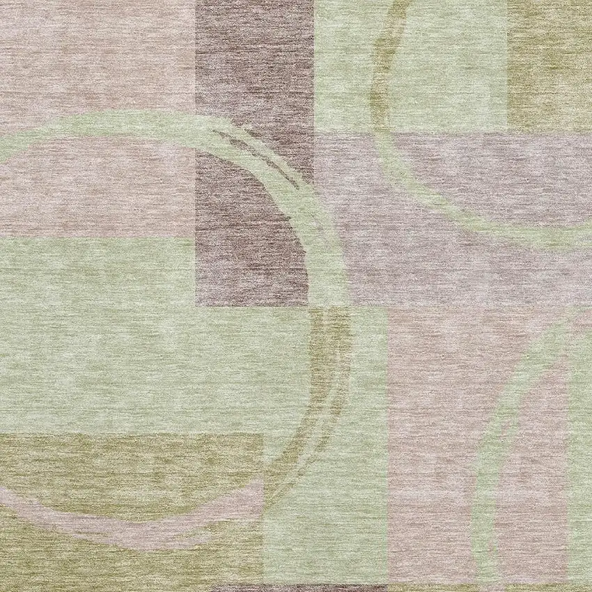 Blush Mint Green And Lilac Geometric Washable Area Rug With UV Protection Photo 2