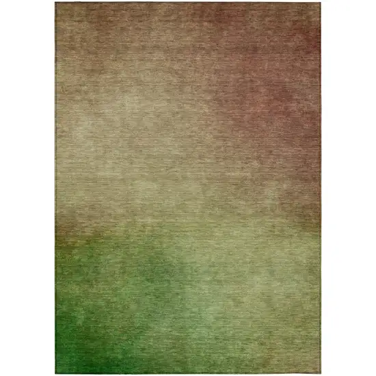 Blush Taupe And Green Ombre Washable Indoor Outdoor Area Rug Photo 2