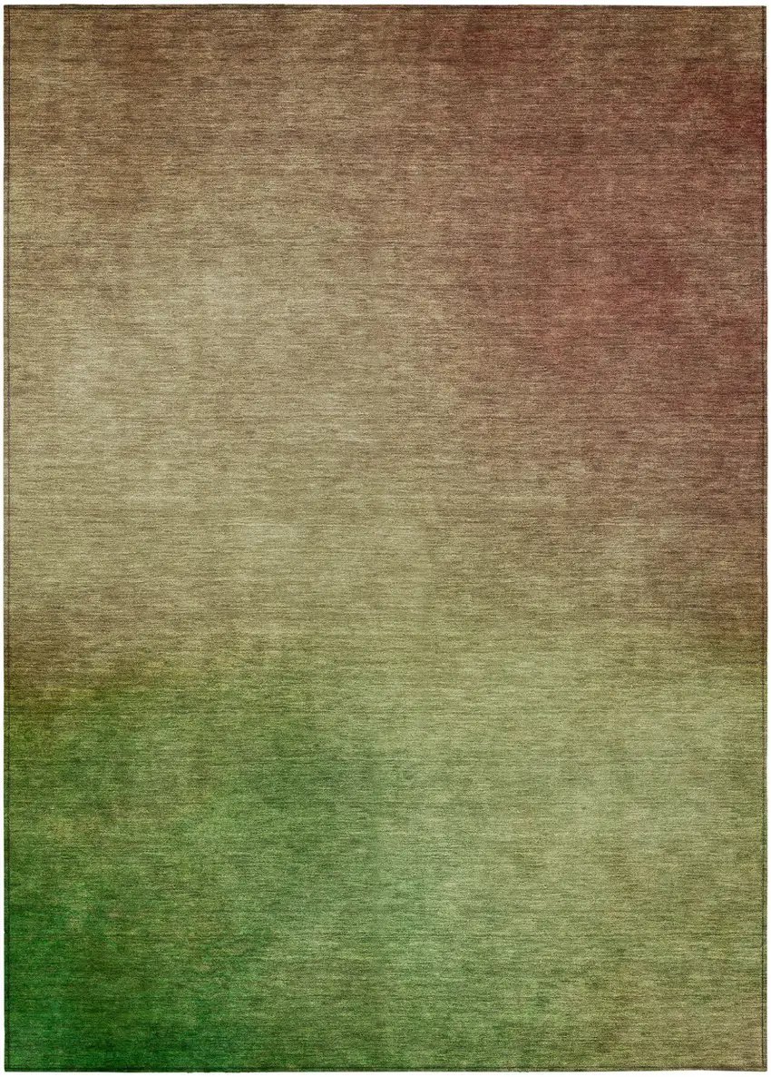 Blush Taupe And Green Ombre Washable Indoor Outdoor Area Rug Photo 2