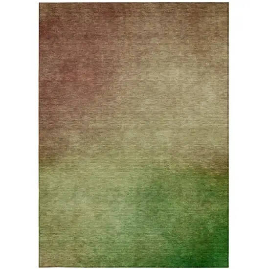 Blush Taupe And Green Ombre Washable Indoor Outdoor Area Rug Photo 6