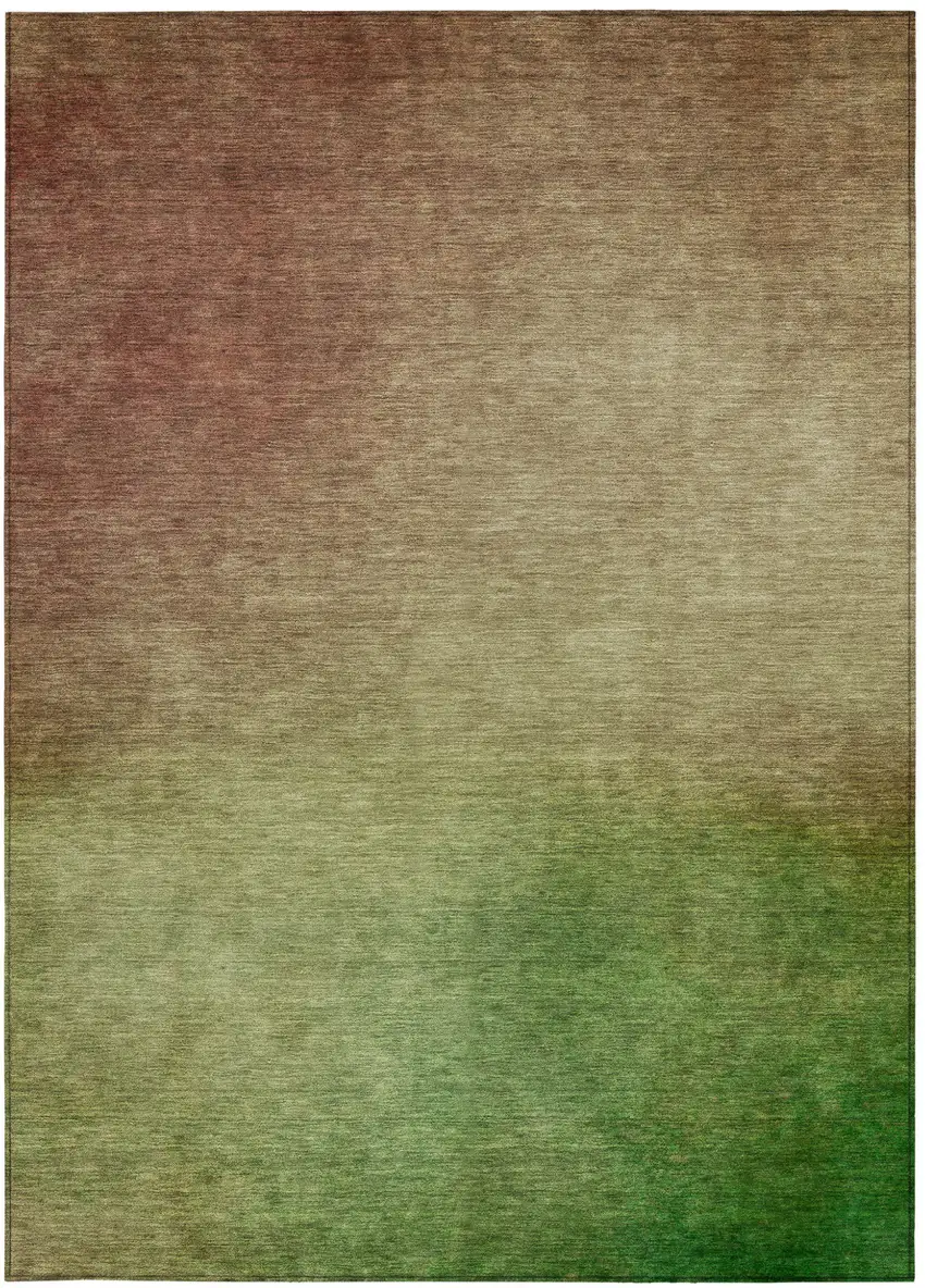 Blush Taupe And Green Ombre Washable Indoor Outdoor Area Rug Photo 6