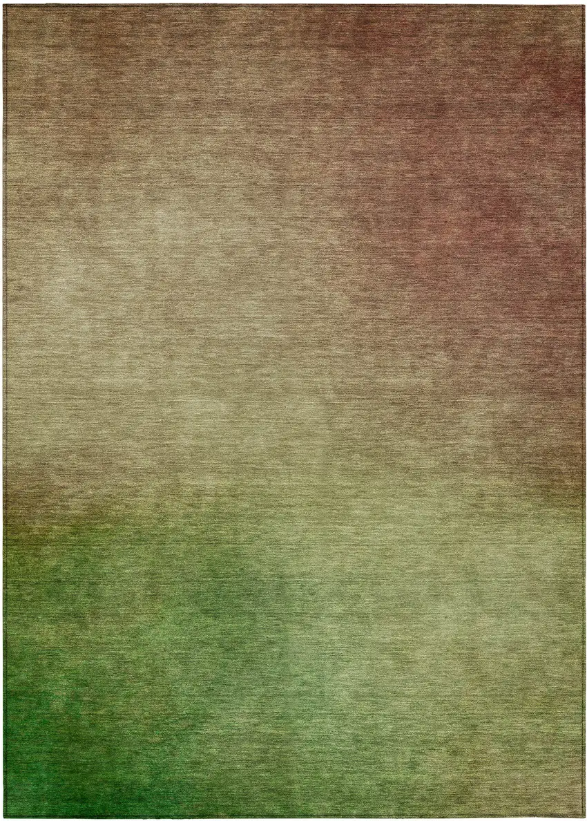 Blush Taupe And Green Ombre Washable Indoor Outdoor Area Rug Photo 2