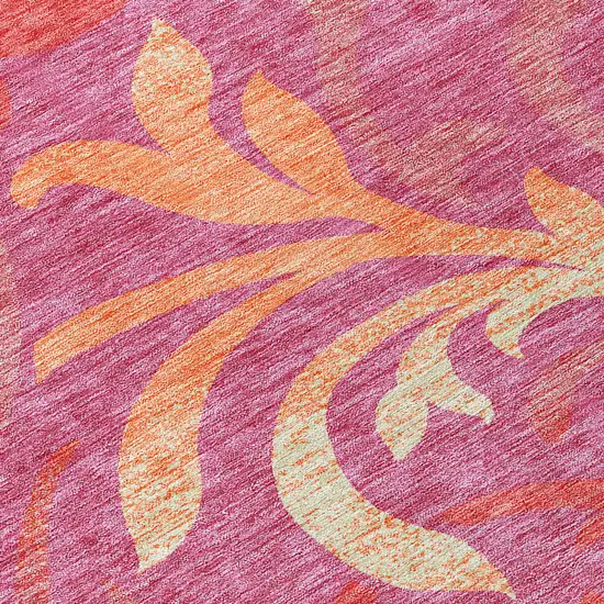 Blush Orange And Ivory Floral Washable Indoor Outdoor Area Rug Photo 4