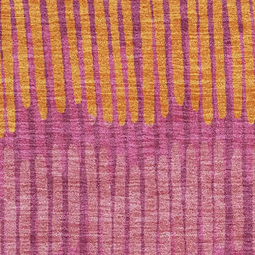 Blush Orange And Ivory Striped Washable Area Rug With UV Protection Photo 3