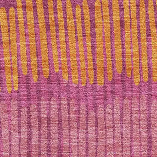 Blush Orange And Ivory Striped Washable Area Rug With UV Protection Photo 3