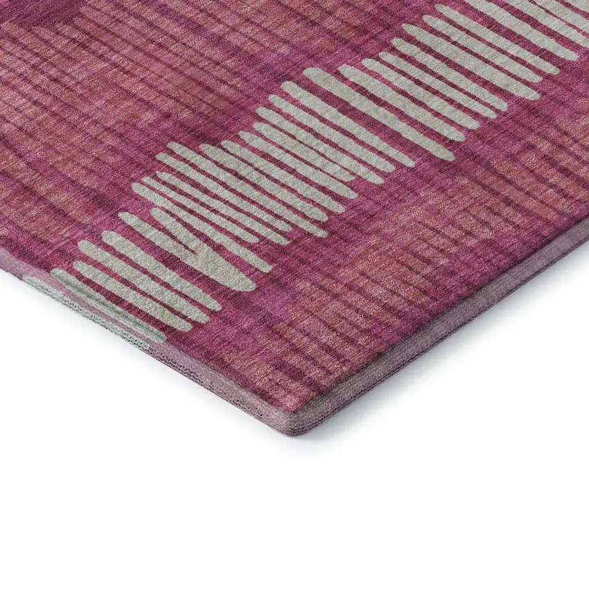 Blush Orange And Ivory Striped Washable Area Rug With UV Protection Photo 6