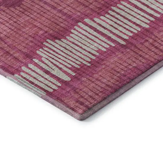 Blush Orange And Ivory Striped Washable Area Rug With UV Protection Photo 7