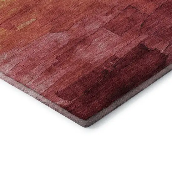 Blush Orange And Pink Striped Washable Area Rug With UV Protection Photo 5