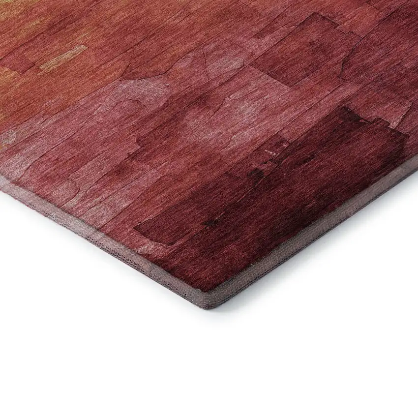 Blush Orange And Pink Striped Washable Area Rug With UV Protection Photo 5